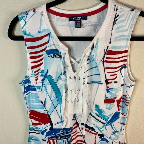 Chaps Red and Blue Nautical Dress Sz S - Picture 6 of 6